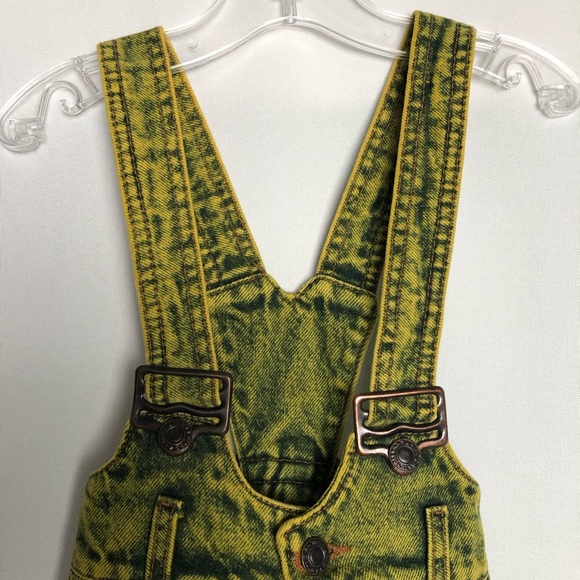 Girls Yellow Denim Stone Wash Overall Dress Size 6 - Picture 2 of 13